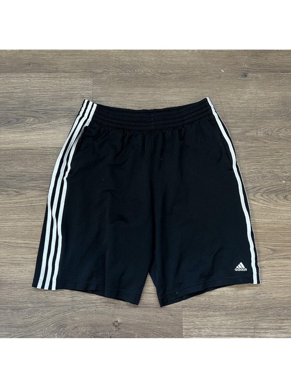 Adidas Womens Basketball Shorts Slash Pockets Elastic Waist Size 2XL Black/White